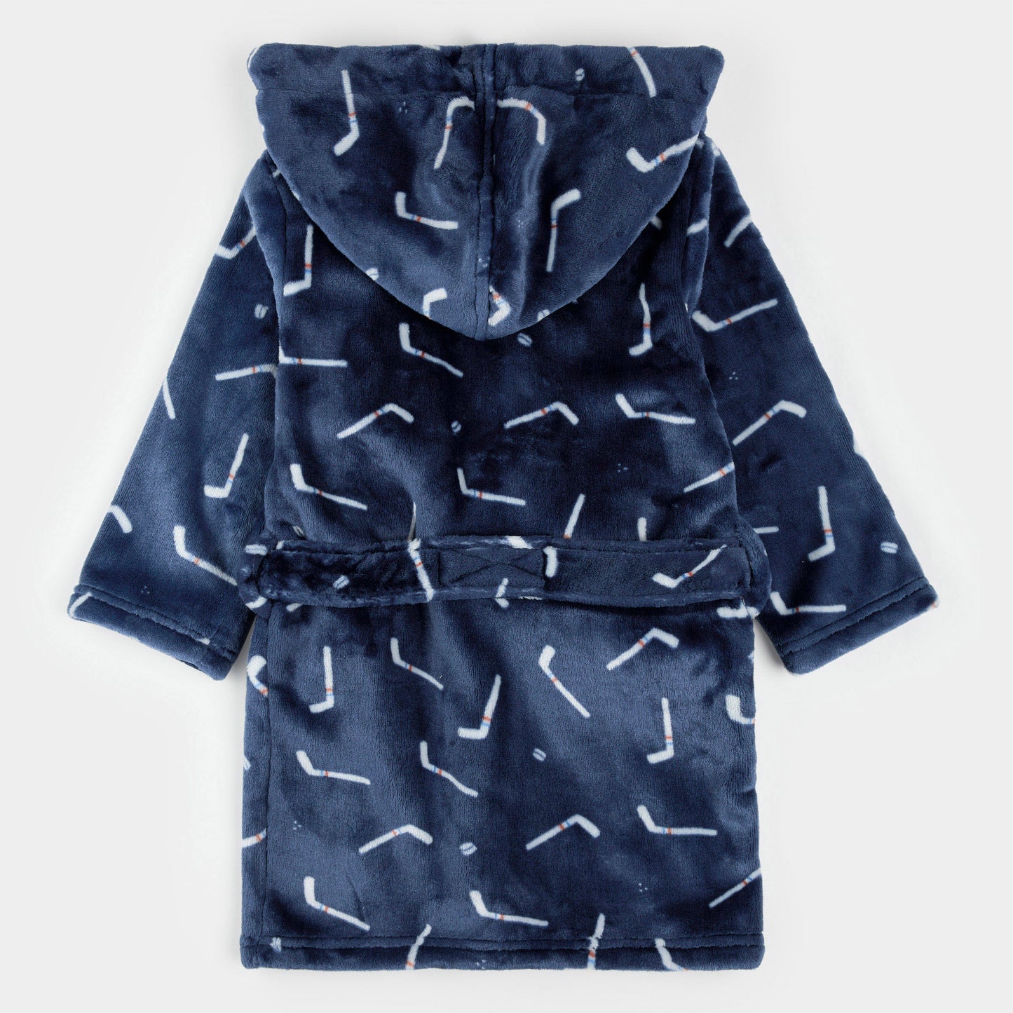Petit Lem Plush Robe in Hockey Sticks