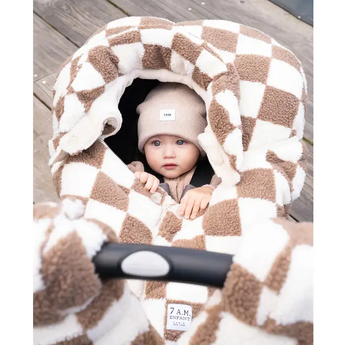 7AM Car Seat Cocoon in Checkered Berber
