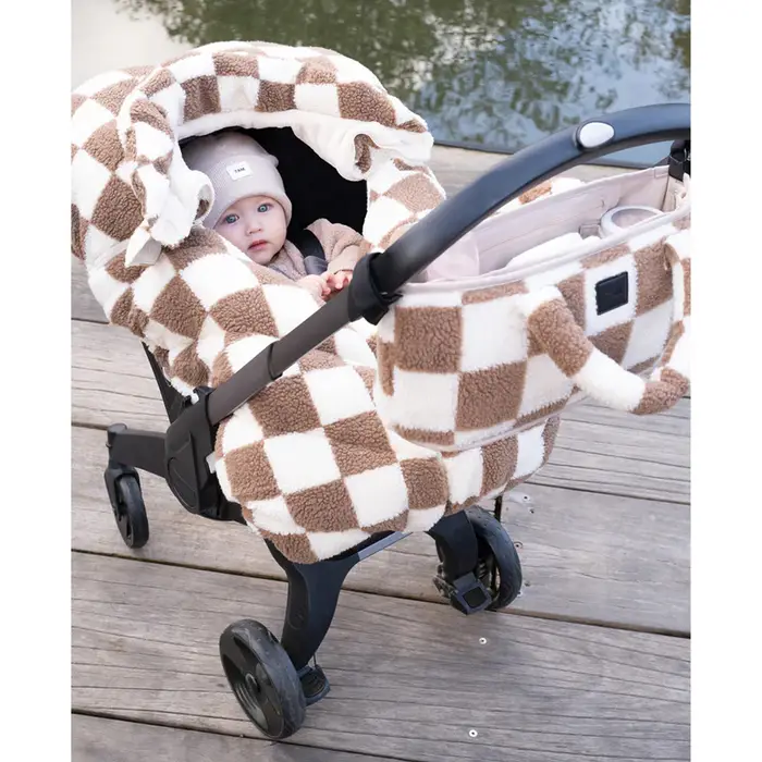 7AM Car Seat Cocoon in Checkered Berber