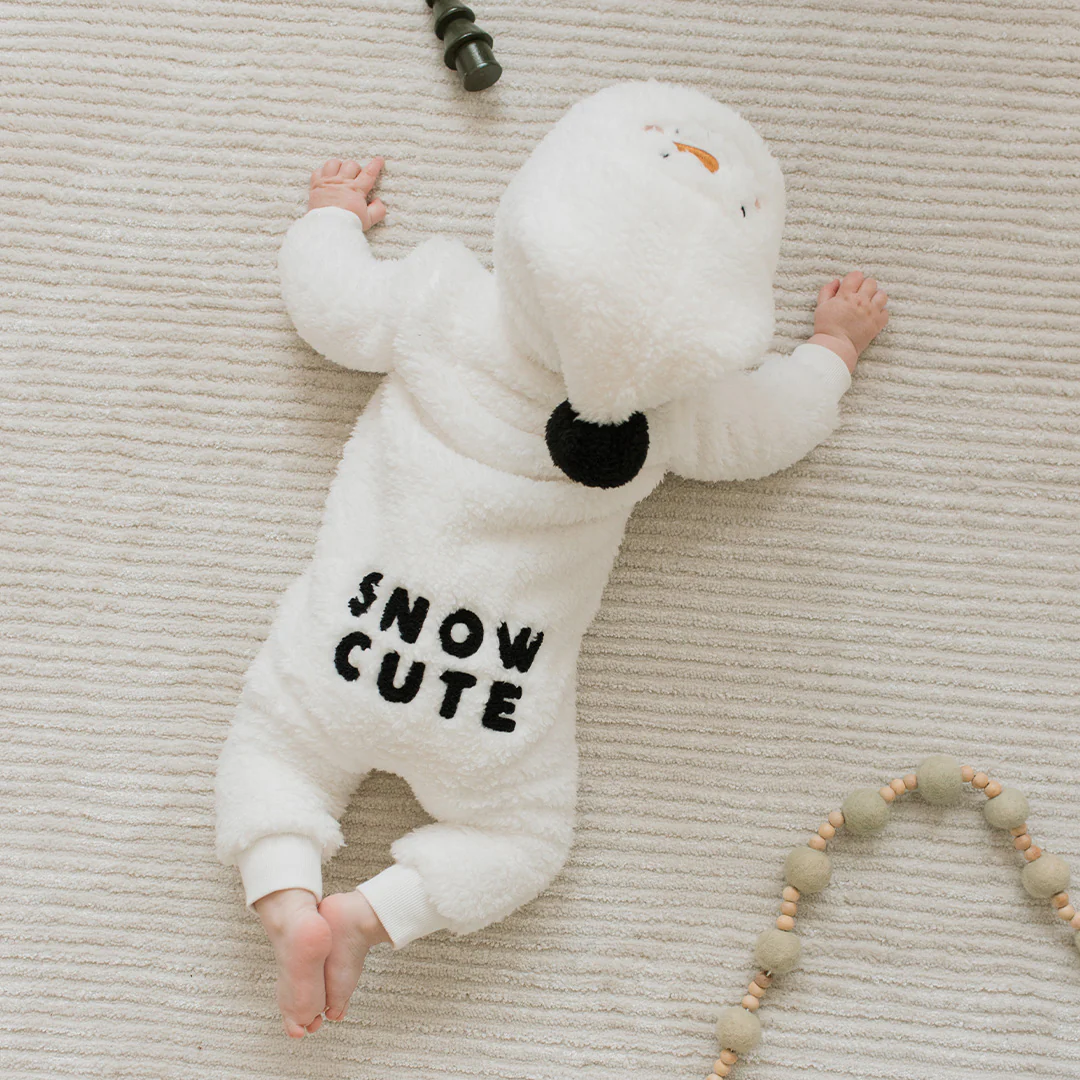 Petit Lem Snow Cute Snowman Sherpa Playsuit