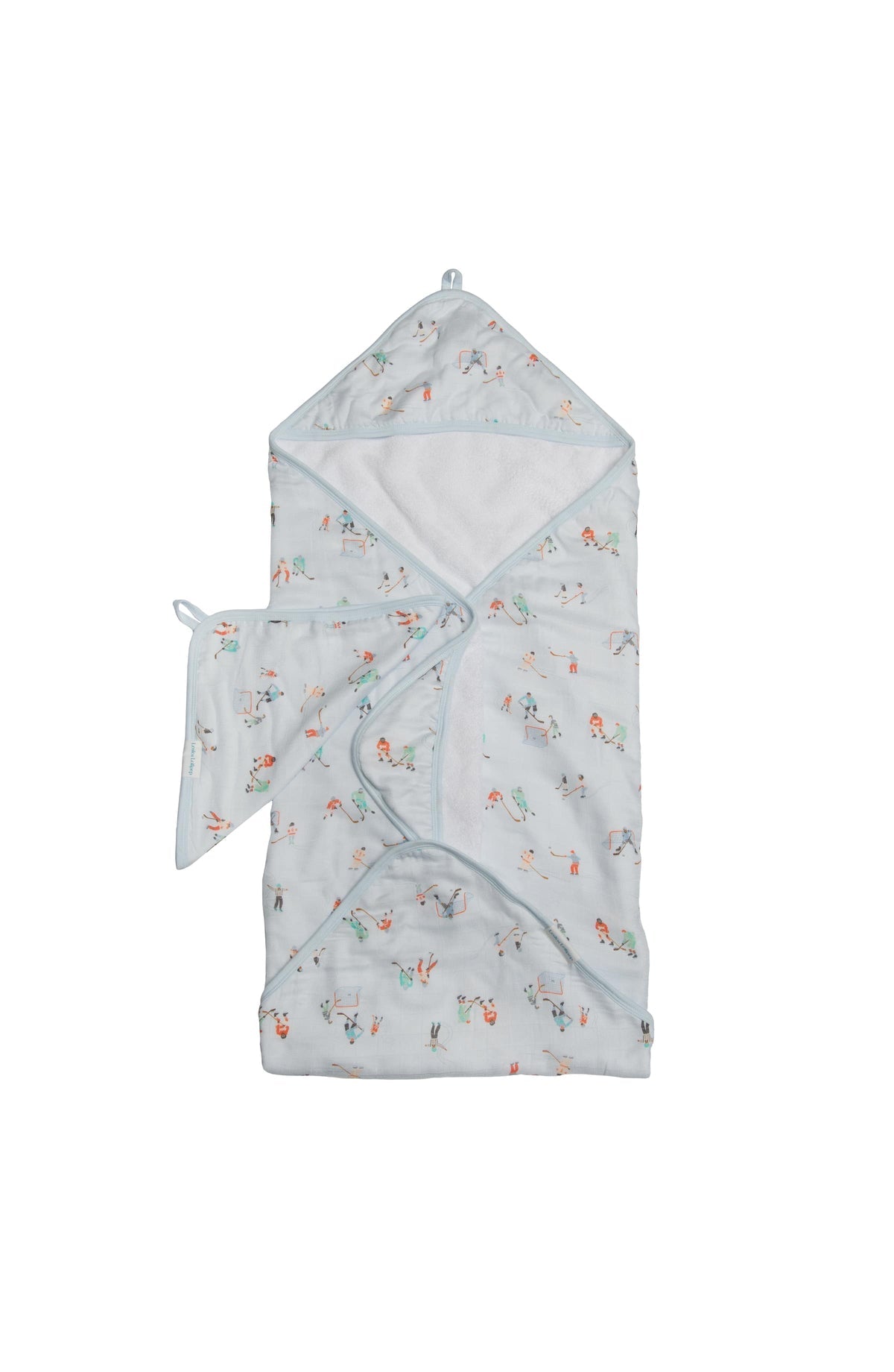 LouLou Lollipop Muslin Cotton Hooded Towel Set in Ice Hockey