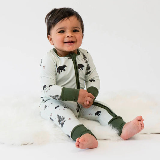 Belan J Footless Bamboo Sleeper in Black Bears