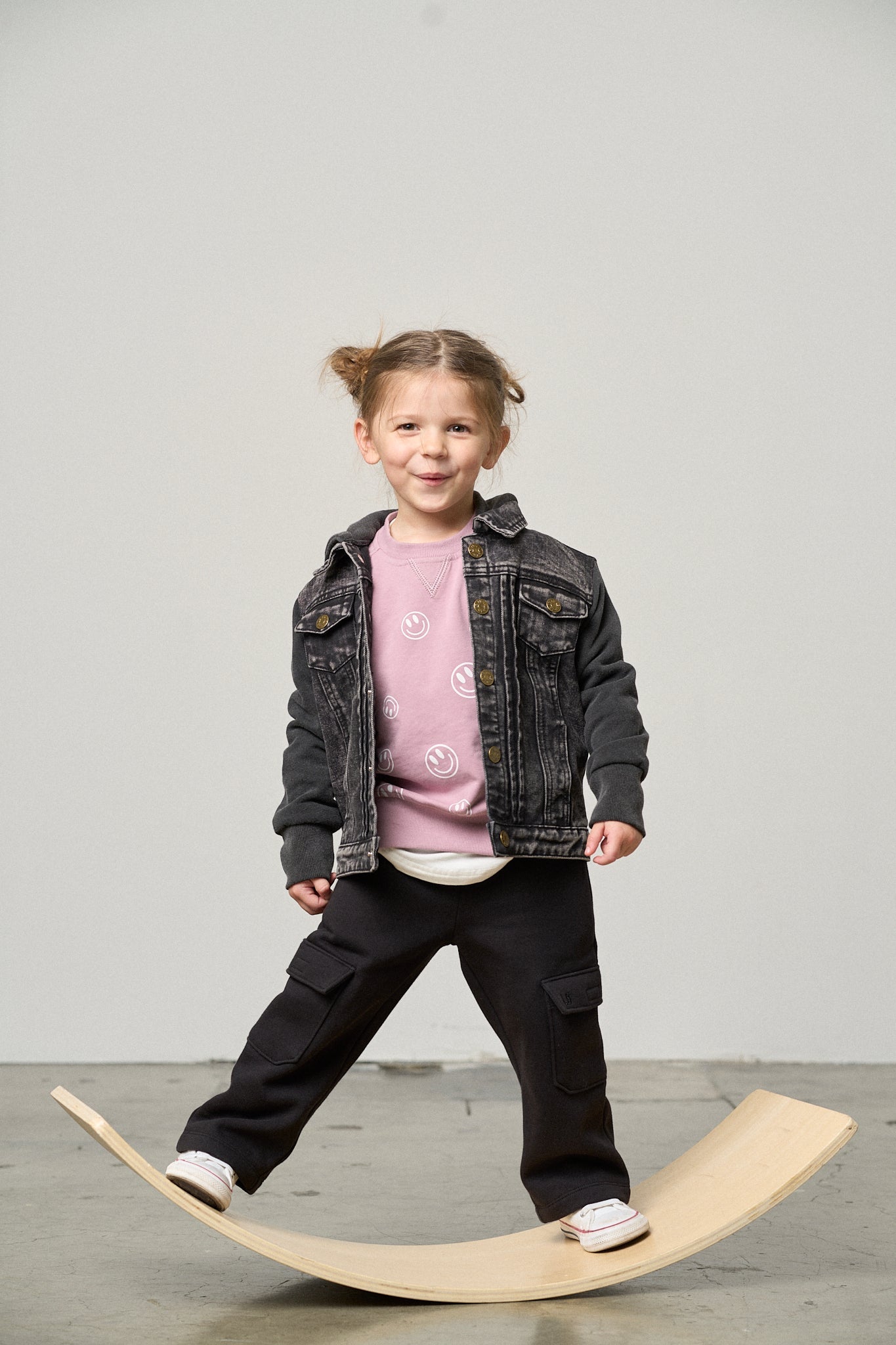 Little Bipsy Washed Hooded Denim Jacket in Black
