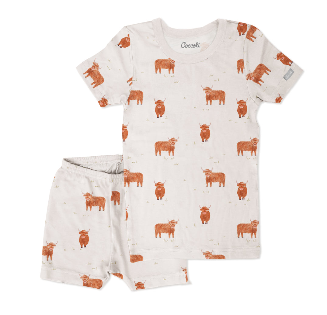 Coccoli Kids Summer Pyjama Set in Cows on Oat Milk