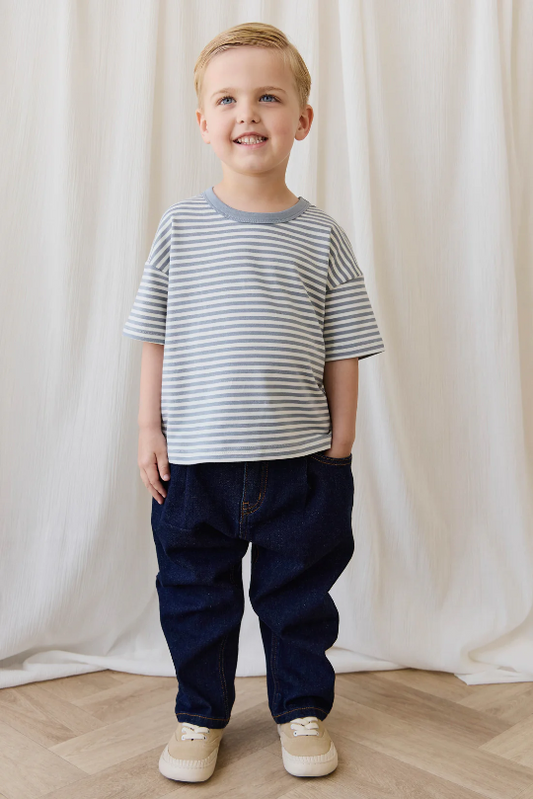 Jamie Kay Pima Cotton Wesley Tee in Narrow Stripe Dawn/Cloud