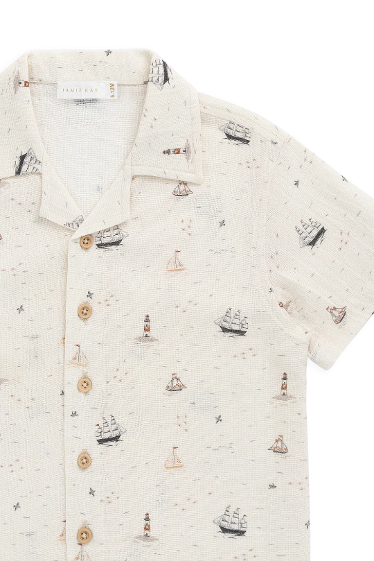 Jamie Kay Organic Cotton Silas Shirt in Sailing Day