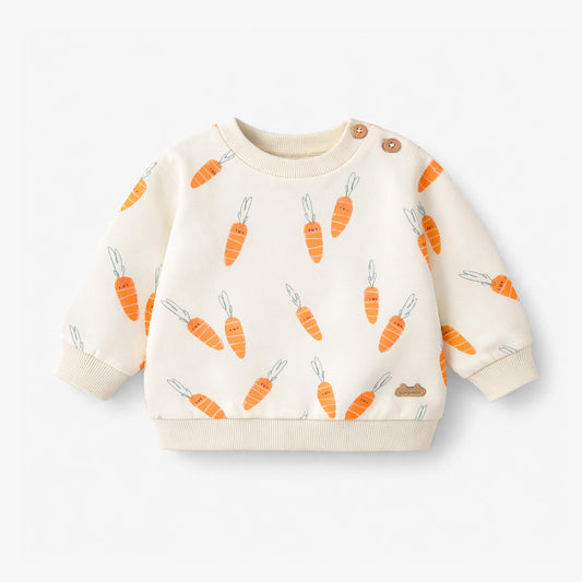 Souris Mini Cream Sweater with Carrot Print