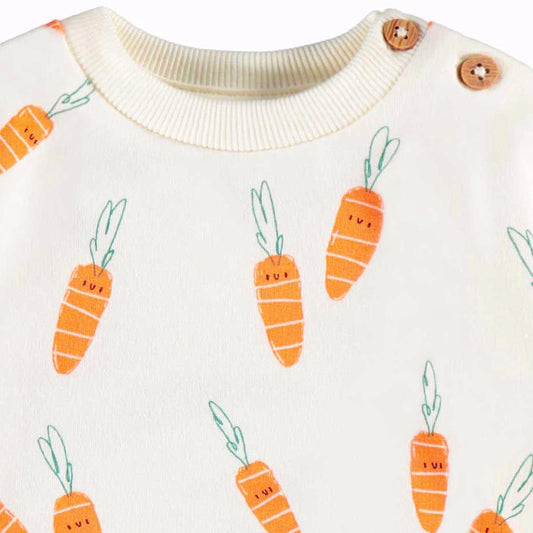 Souris Mini Cream Sweater with Carrot Print