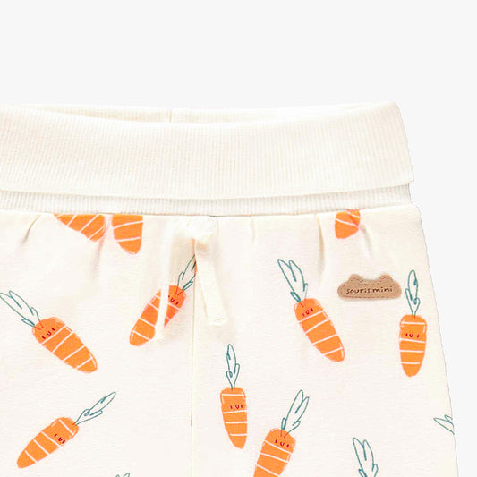 Souris Mini Cream Sweatpant with Carrot Print