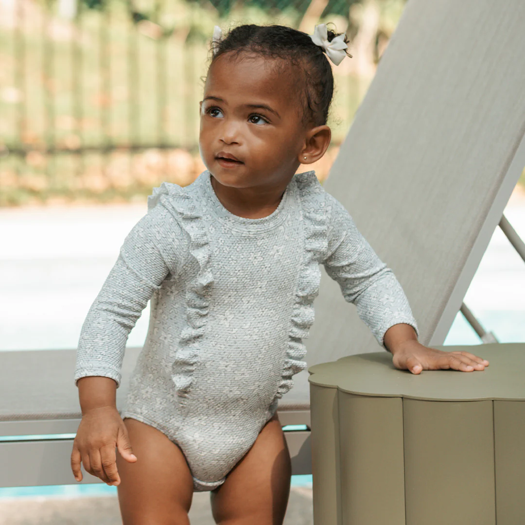 Petit Lem Long Sleeve One Piece Swimsuit in Vintage Flowers