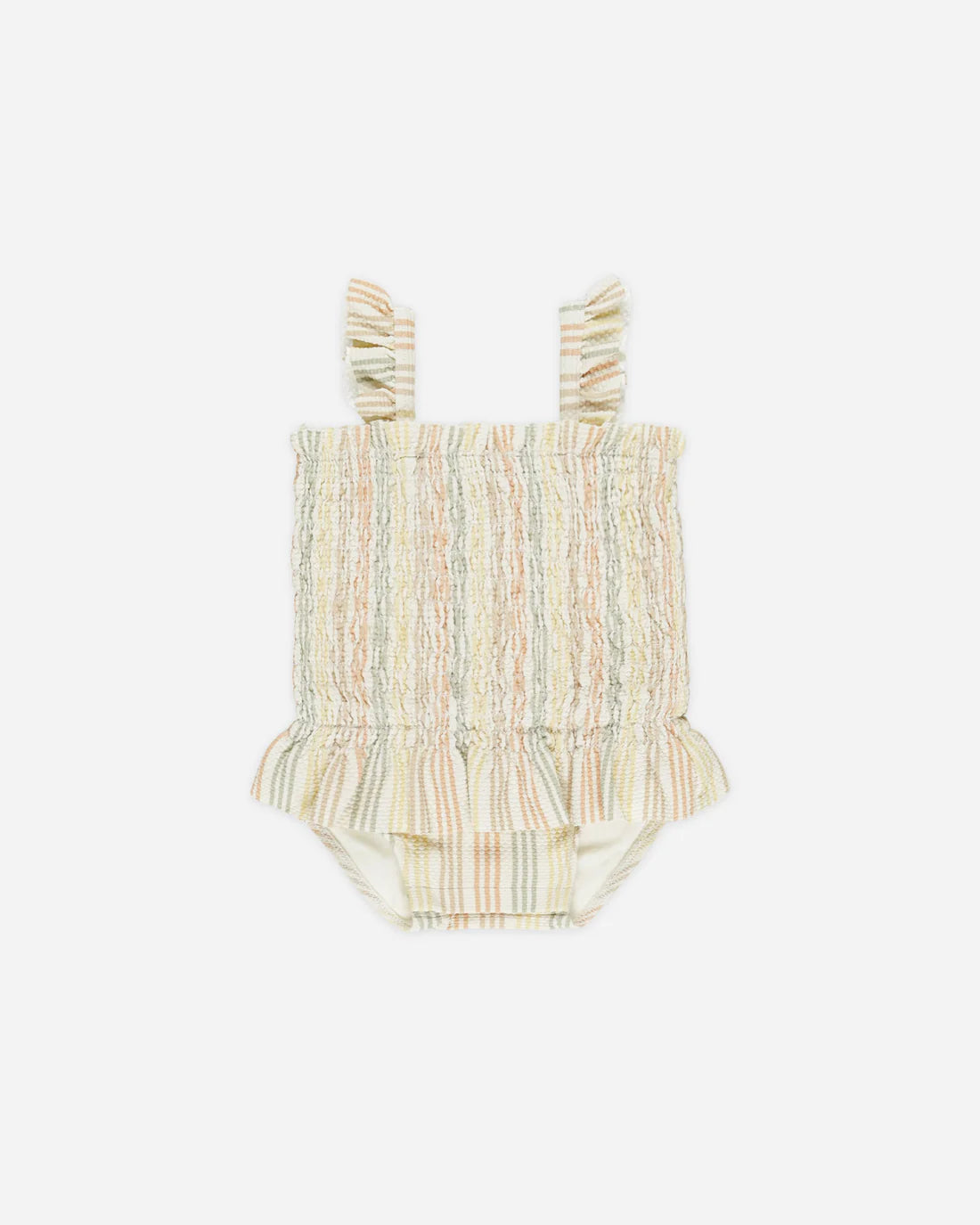 Quincy Mae Smocked One-Piece Swimsuit in Multi-Stripe
