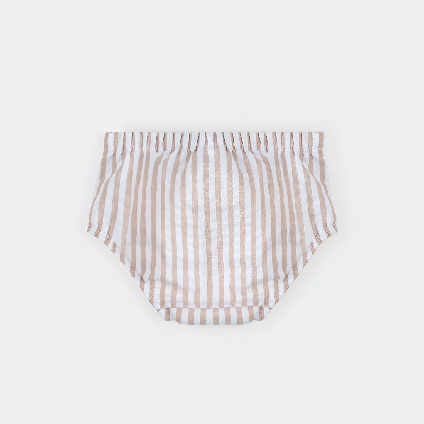 Petit Lem Swim Diaper in Taupe Seersucker Stripe