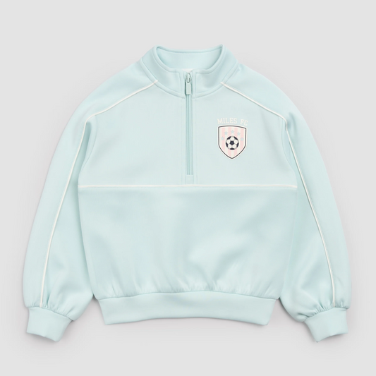 Miles the Label Aqua Half Zip Scuba Sweatshirt