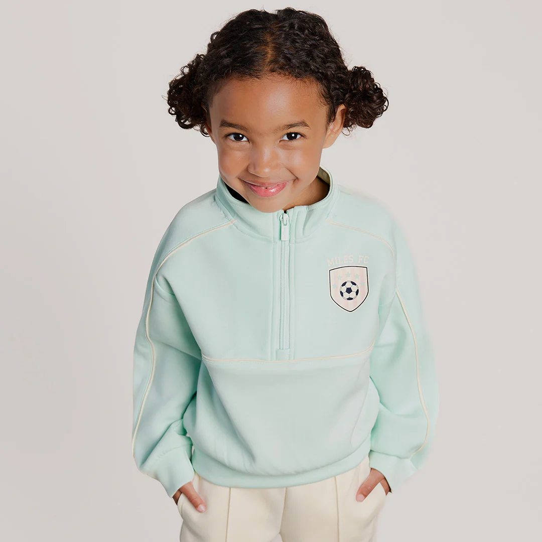 Miles the Label Aqua Half Zip Scuba Sweatshirt