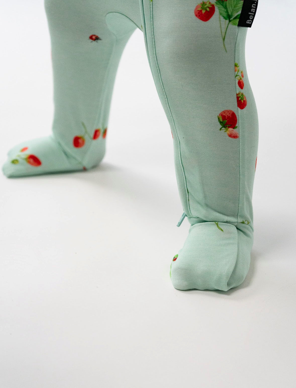 Belan J Foldover Cuff Footless Bamboo Sleeper in Strawberry Garden