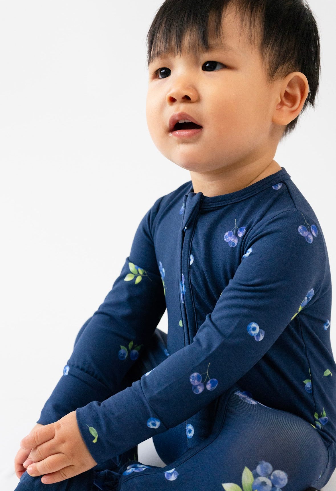 Belan J Foldover Cuff Footless Bamboo Sleeper in Blueberries