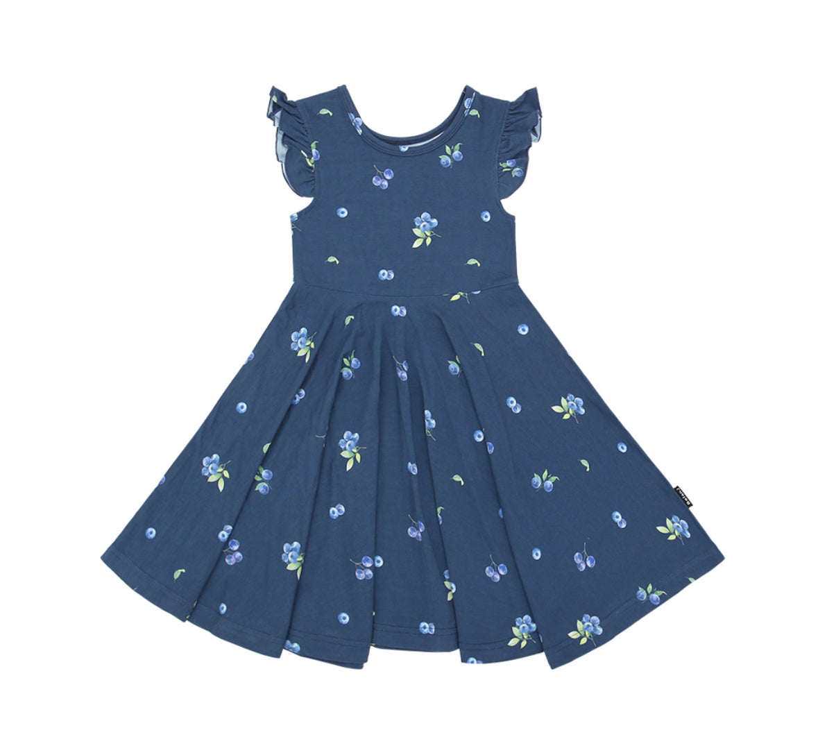 Belan J Ruffled Sleeve Twirl Dress in Blueberries