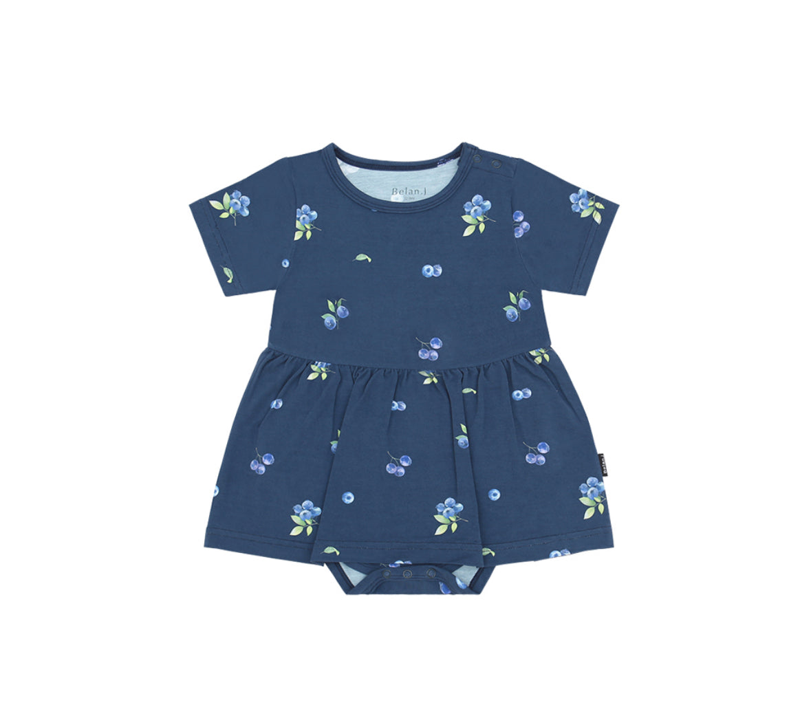 Belan J Bamboo Short Sleeve Skirted Onesie in Blueberries