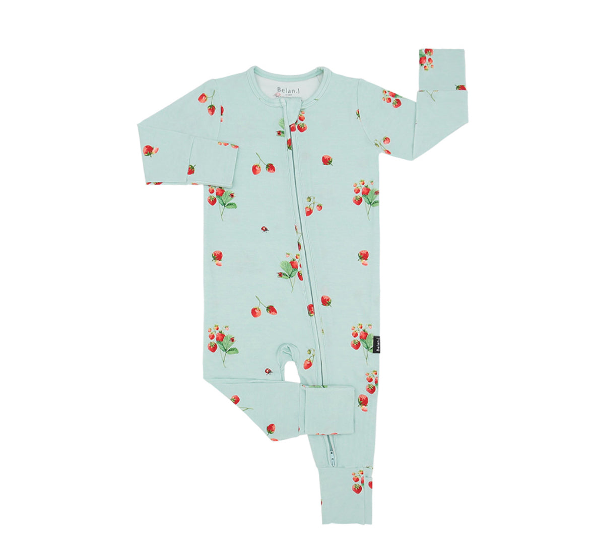 Belan J Foldover Cuff Footless Bamboo Sleeper in Strawberry Garden