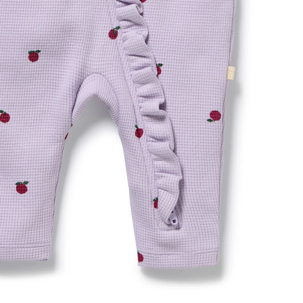 Wilson & Frenchy Organic Waffle Ruffle Zipsuit in Berry Plums