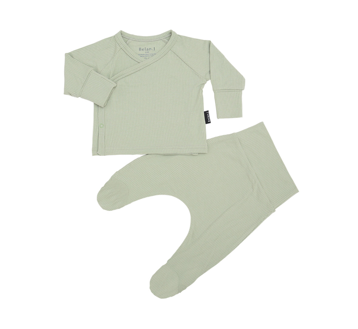 Belan J Ribbed Take me Home Kimono Set in Misty Sage