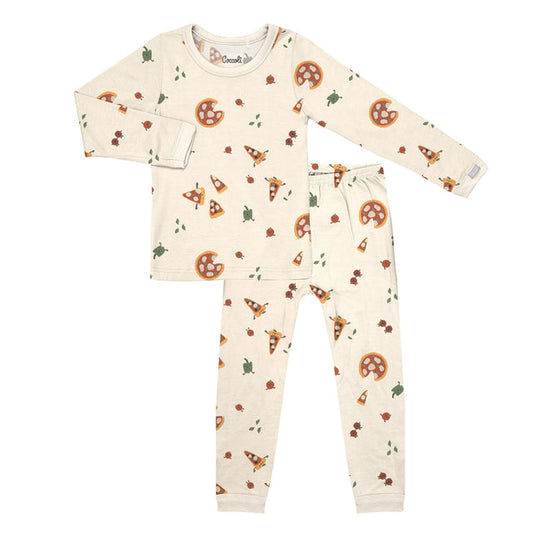 Coccoli 2 Piece Modal Pj Set in Pizza on Beige