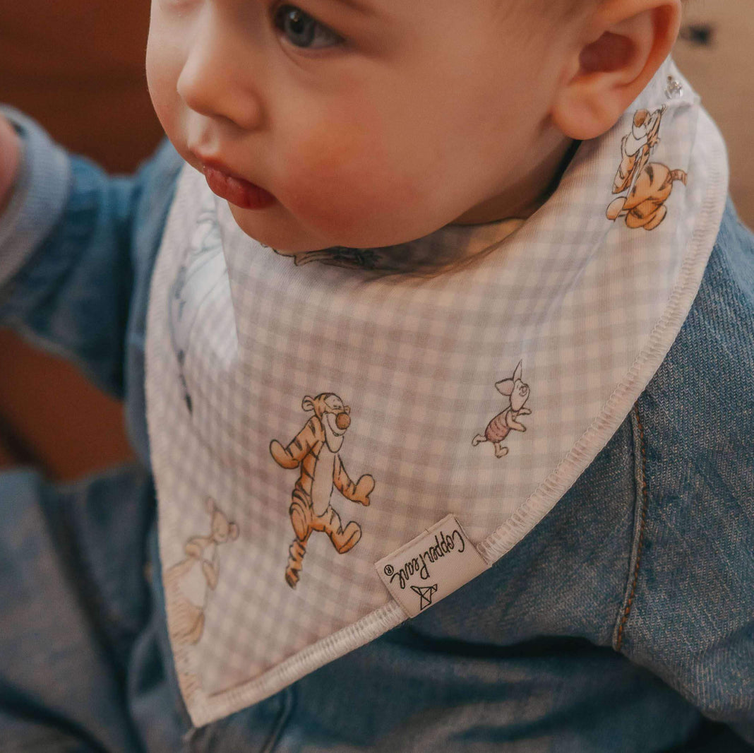 Copper Pearl 4 Pack Bandana Bibs in Hundred Acre Woods