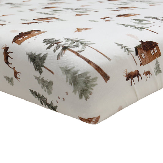 Belan J Bamboo Fitted Crib Sheet in Moose