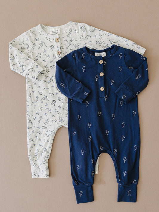 Mebie Baby Ribbed Bamboo Sleeper in Holiday Toile