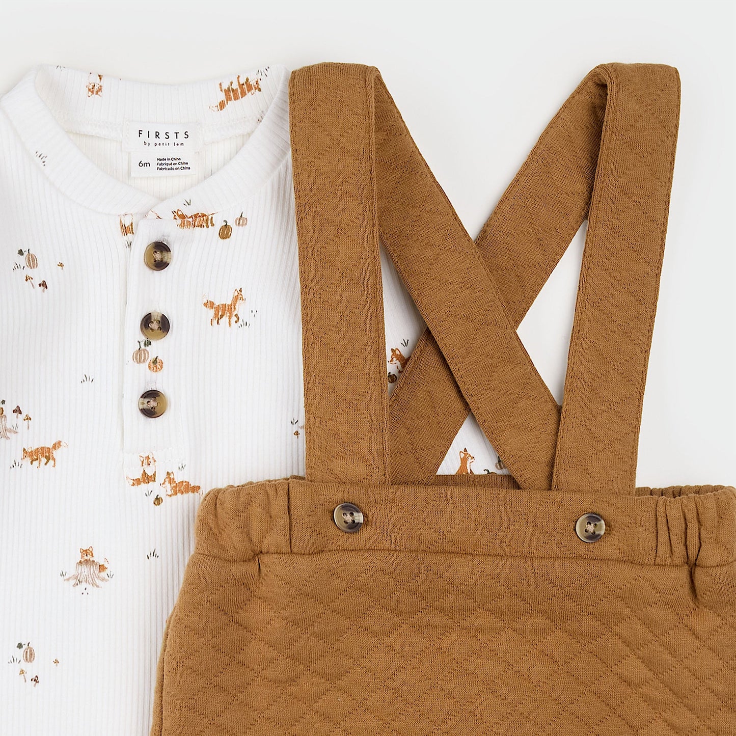Petit Lem Quilted Overall Set in Amber Fox