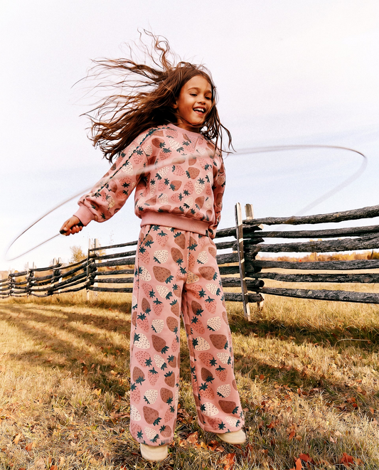 Deux Par Deux Wide Leg Sweatpant in Strawberry