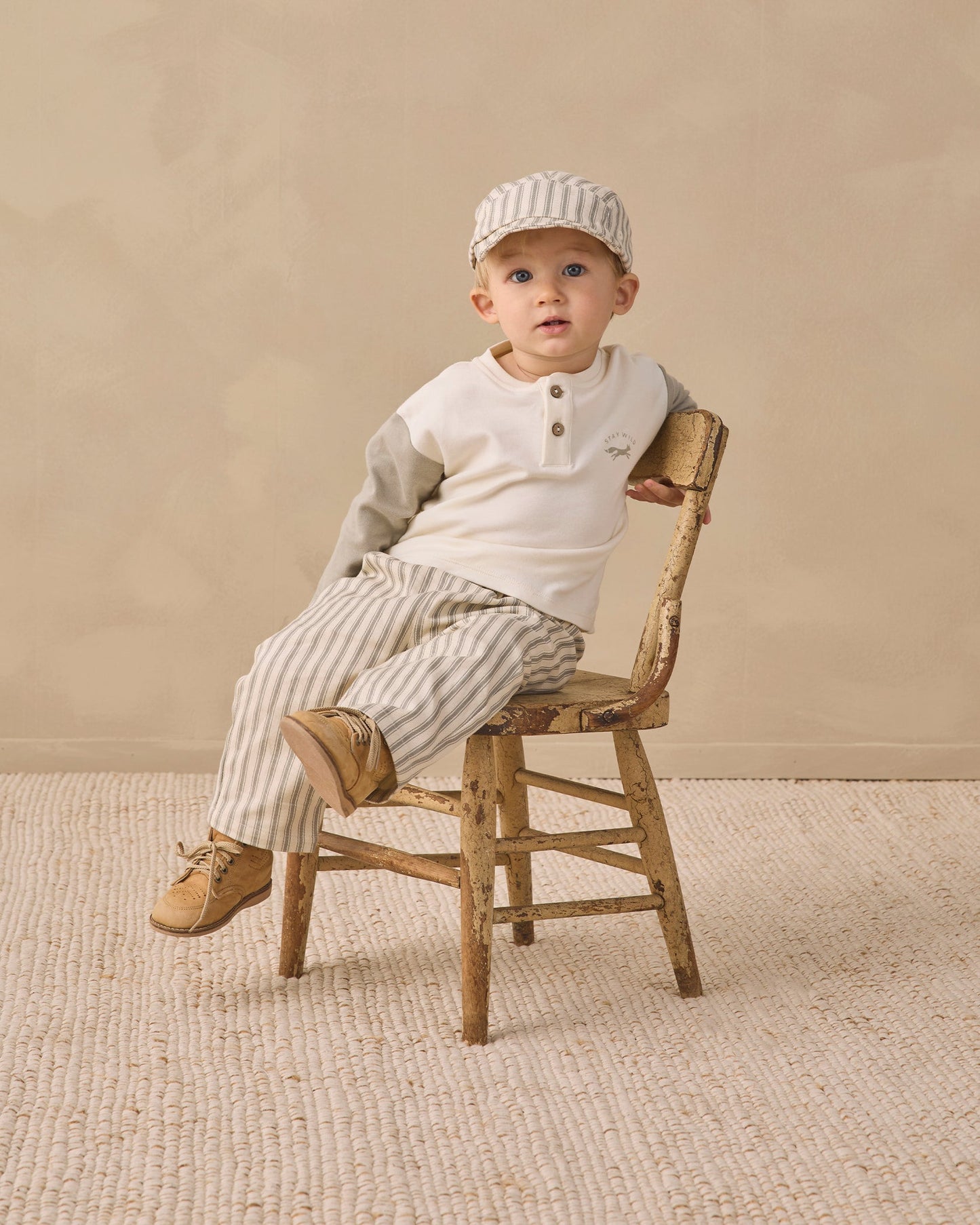 Quincy Mae Long Sleeve Henley Tee in Laurel