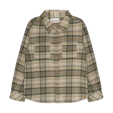 Minymo Button Front Shirt in Feather Grey Check