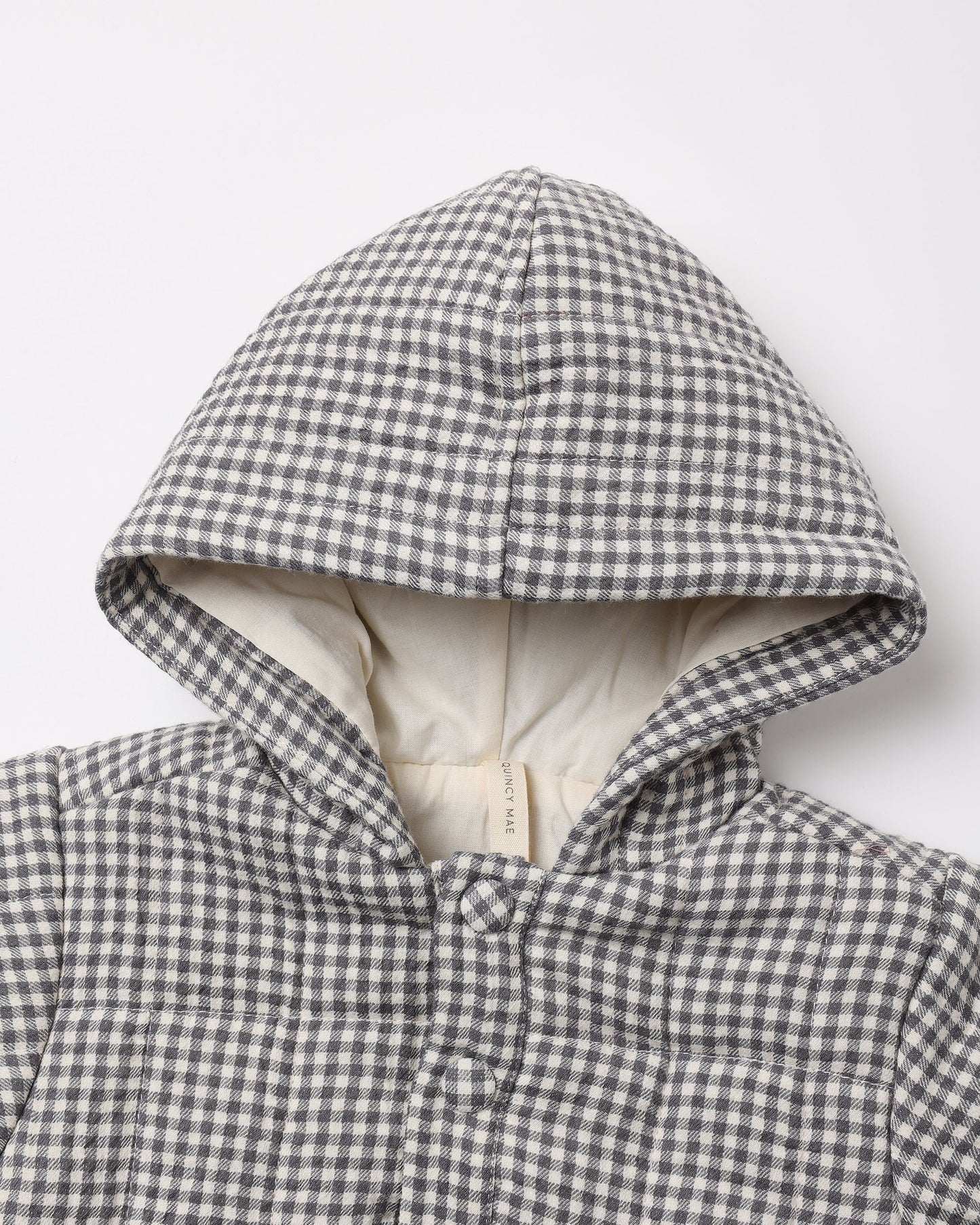 Quincy Mae Hooded Woven Jacket in Midnight Gingham