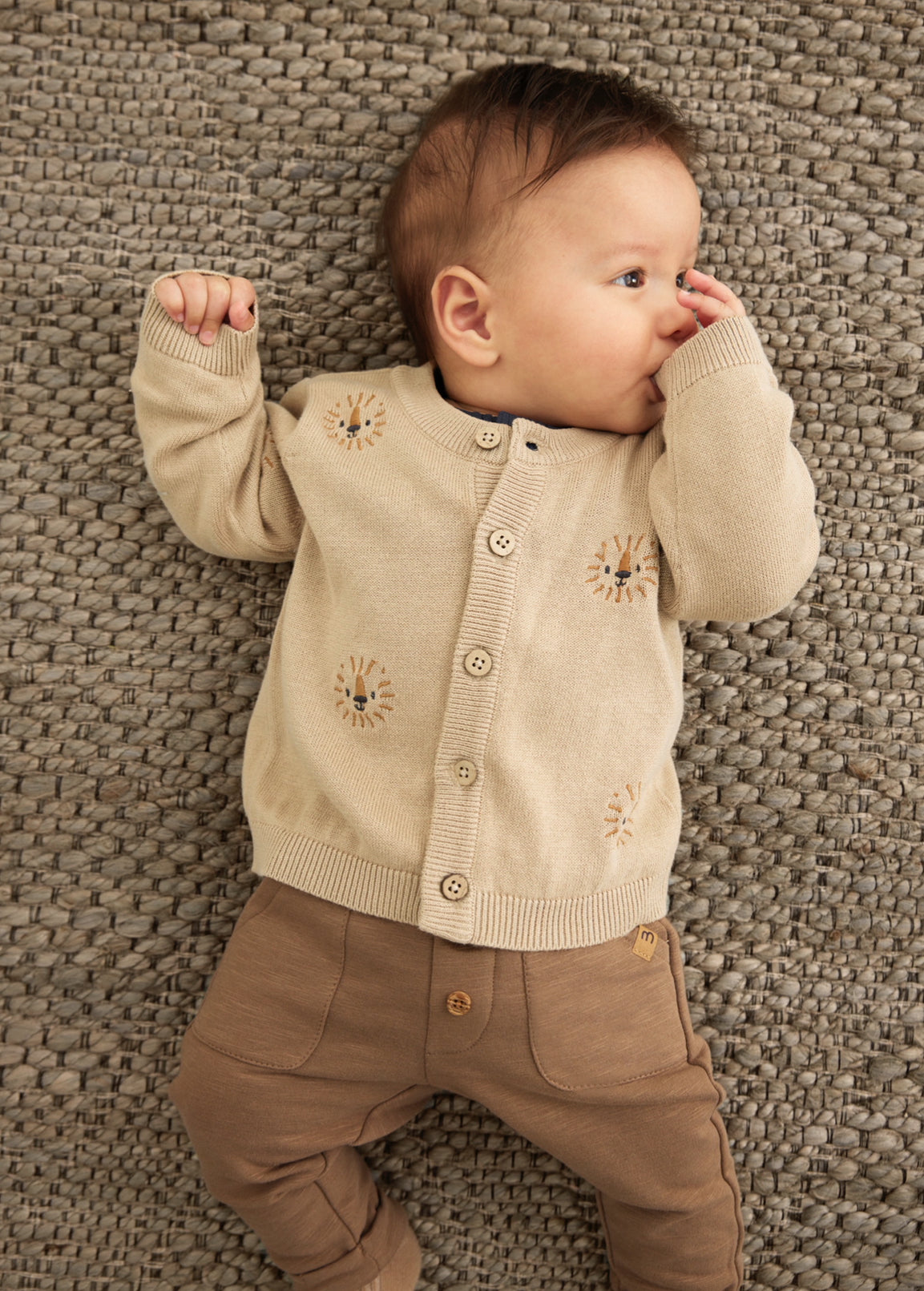 Minymo Knit Cardigan with Embroidered Lions