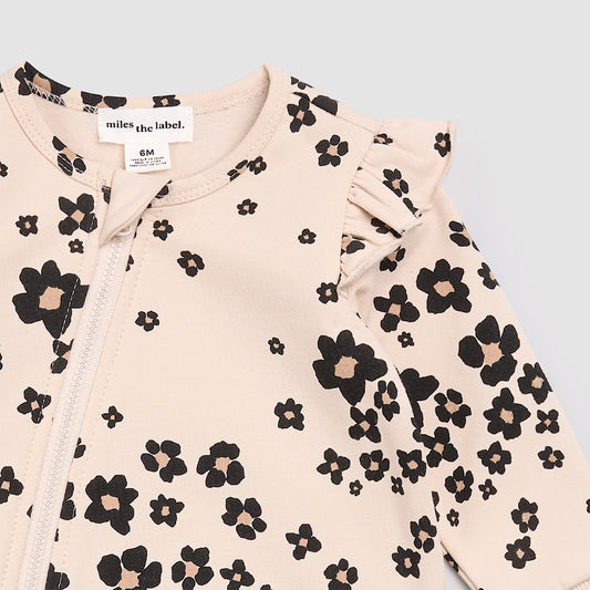 Miles the Label Playsuit in Bold Flower on Almond