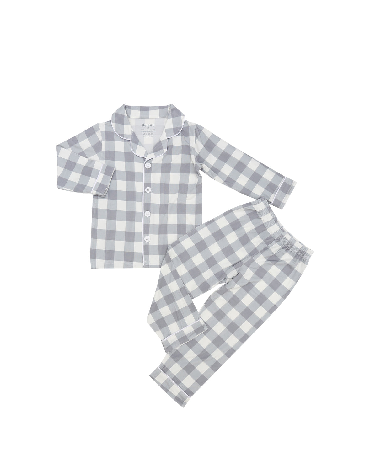 Belan J Kids Classic Pj Set in Denim Plaid