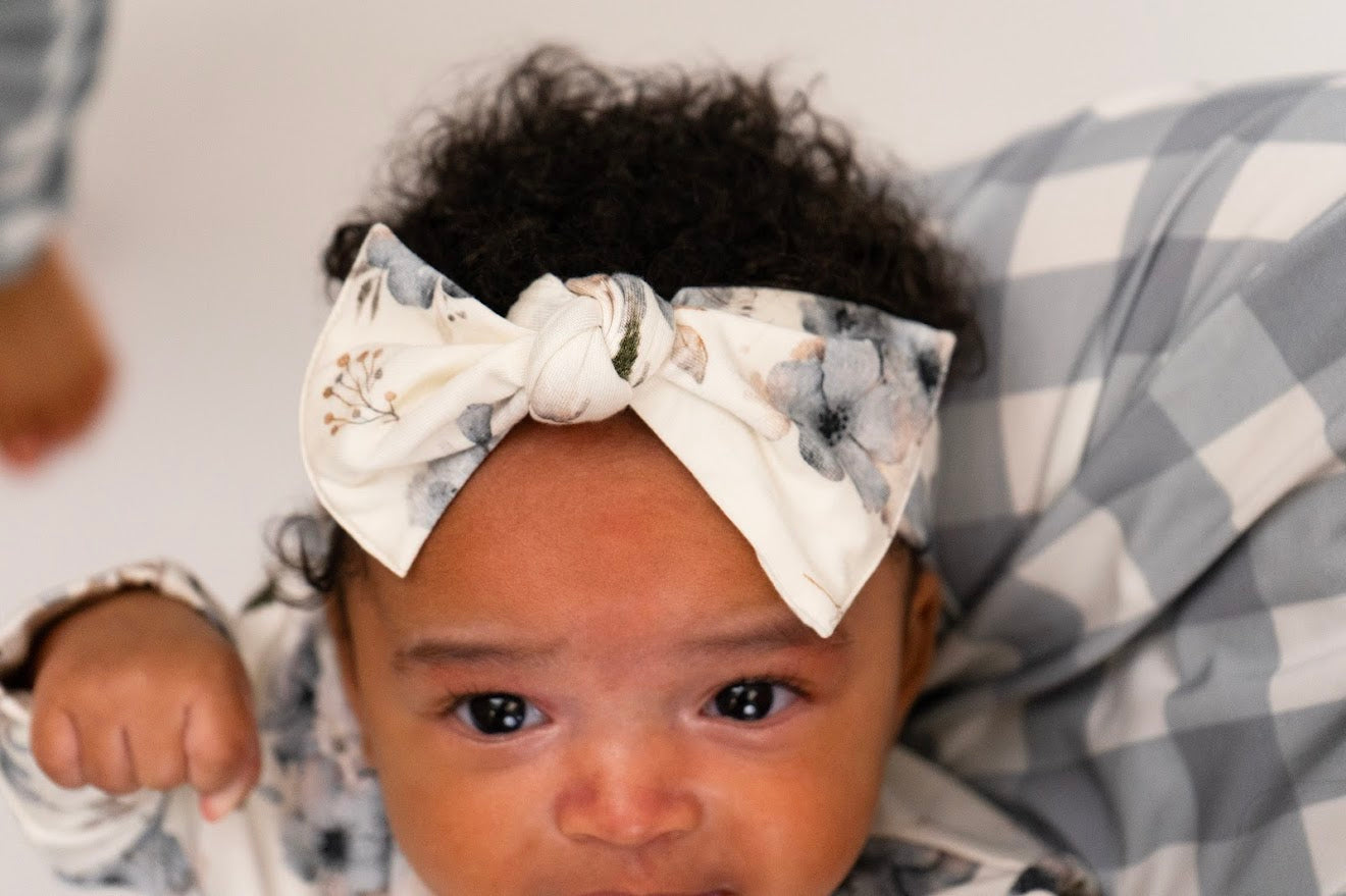 Belan J Headband Bow in Frosty Floral