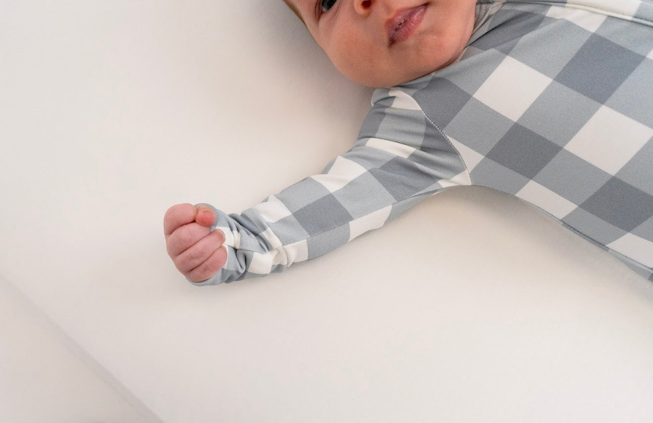 Belan J Bamboo Footed Sleeper in Denim Plaid