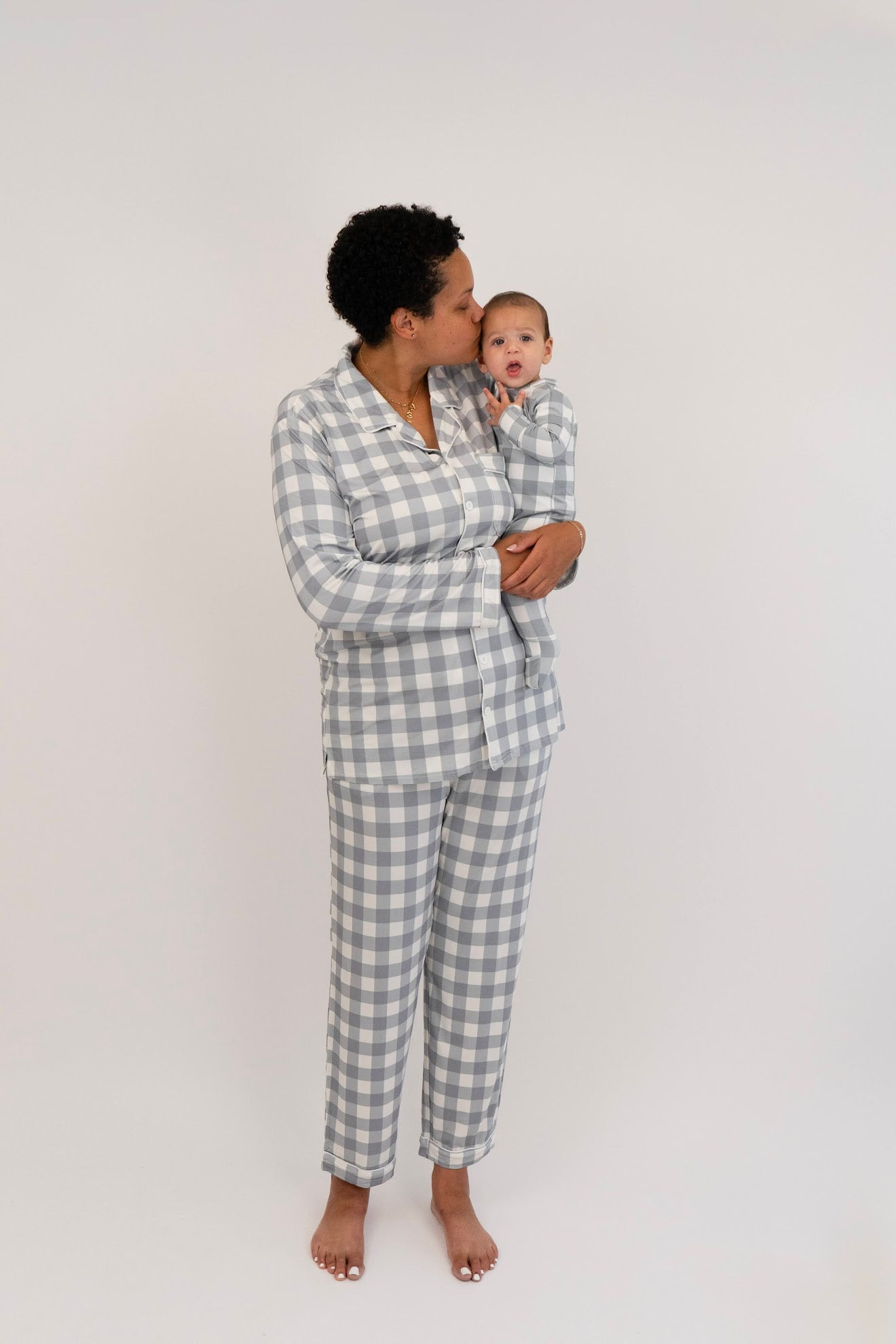 Belan J Footless Bamboo Sleeper in Denim Plaid