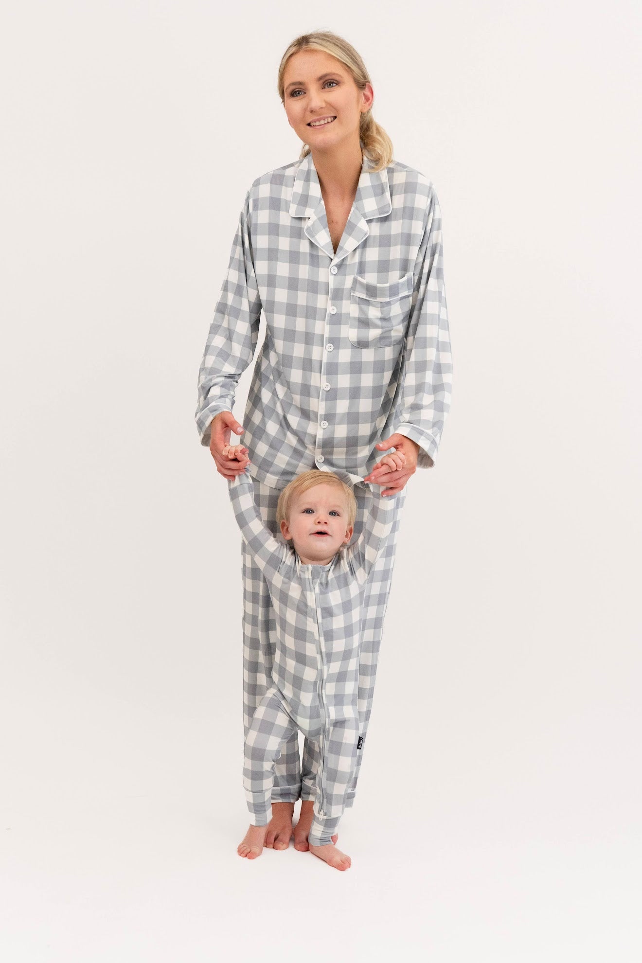 Belan J Footless Bamboo Sleeper in Denim Plaid