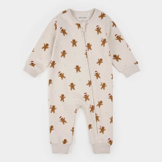Petit Lem Playsuit in Merry Gingerbread on Cream