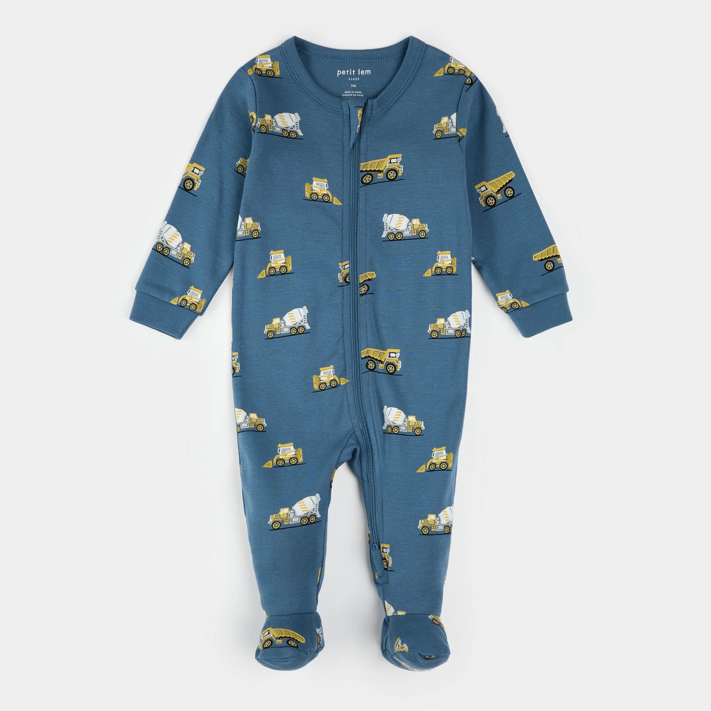 Petit Lem Footed Sleeper in Construction Trucks
