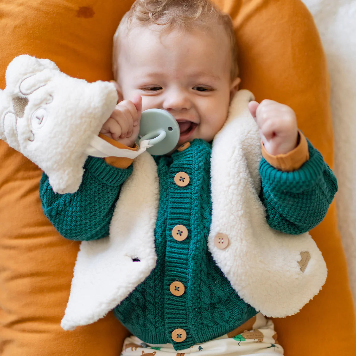 Souris Mini Teal Knit Baby Cardigan