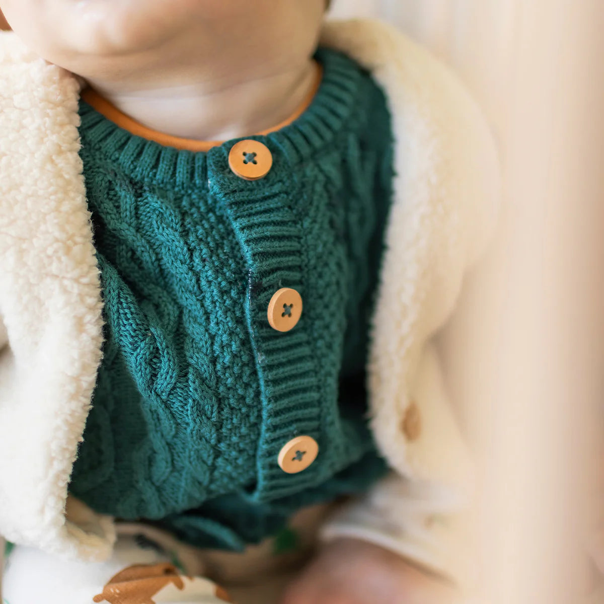Souris Mini Teal Knit Baby Cardigan