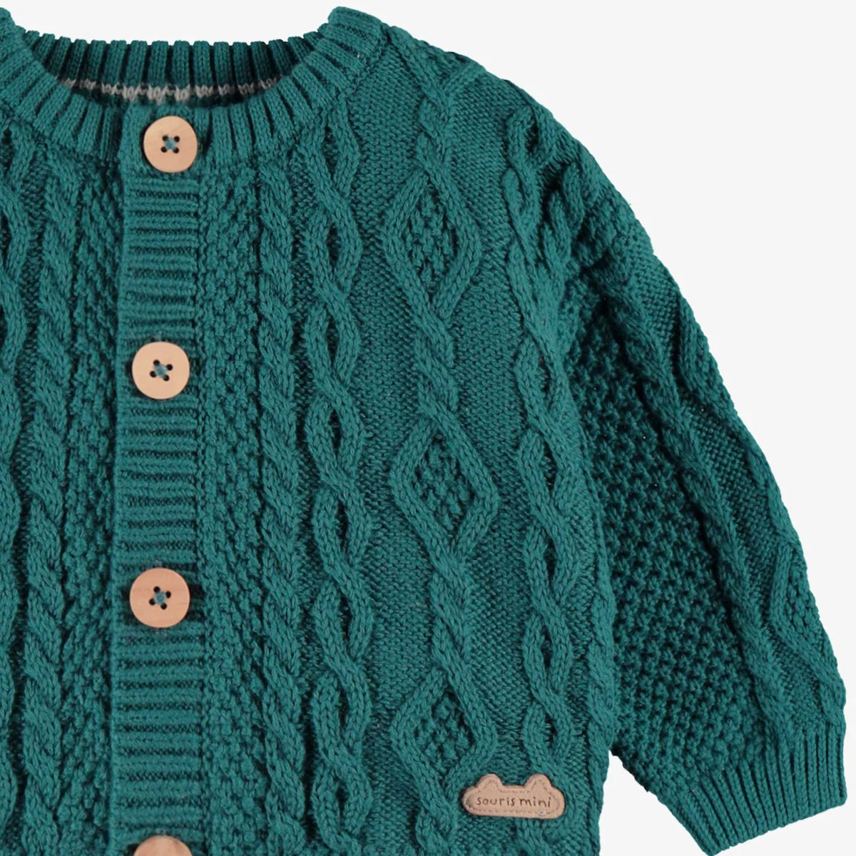 Souris Mini Teal Knit Baby Cardigan