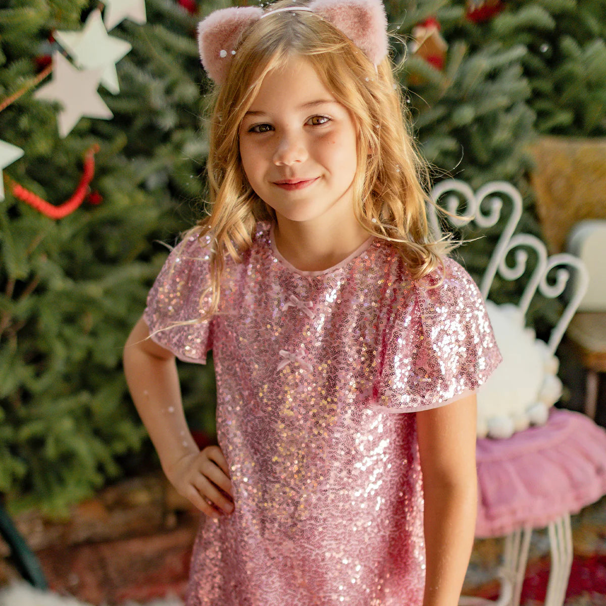 Souris Mini Pink Sequin Dress