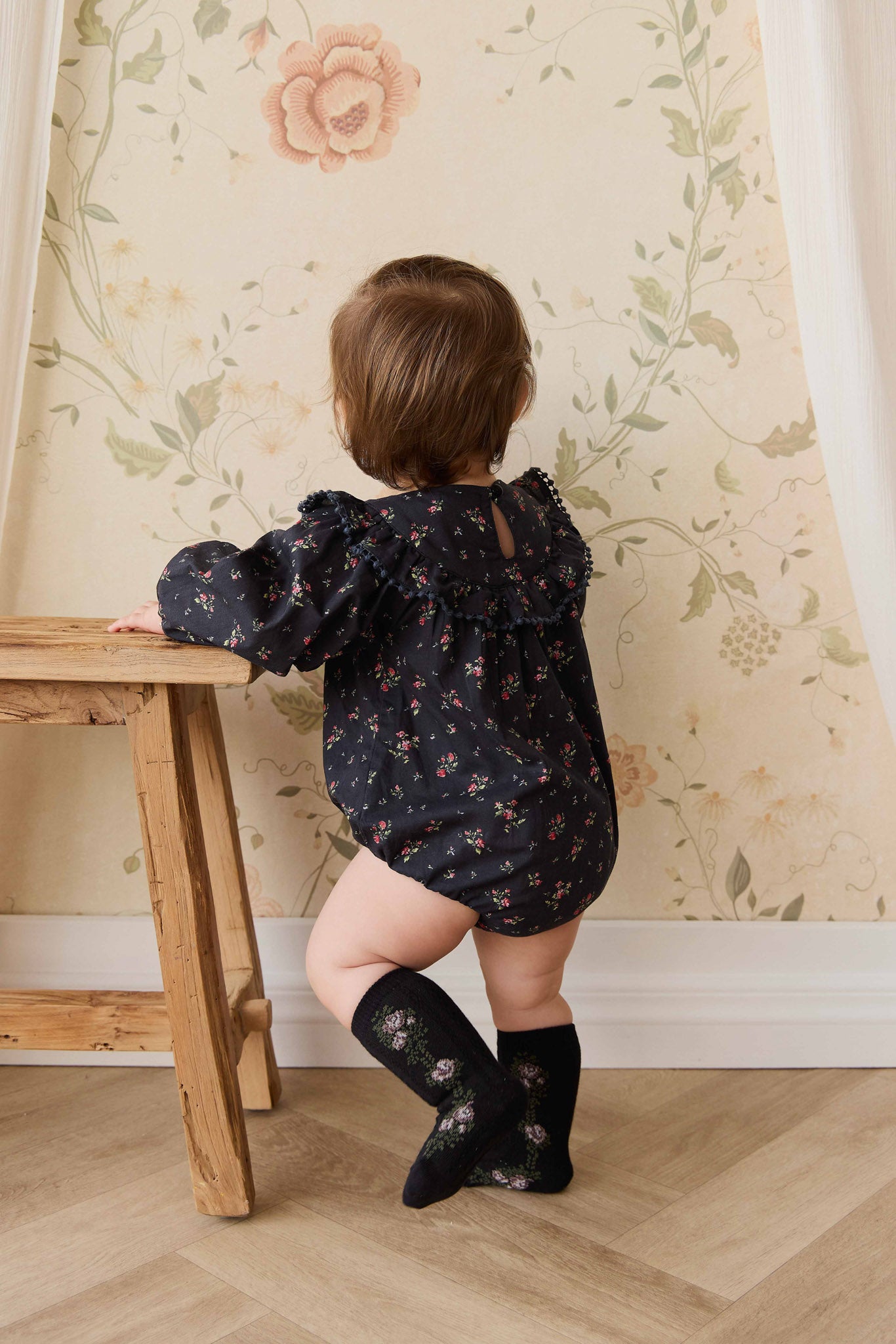 Jamie Kay Tasha Floral Jacquard Sock in Black Beauty