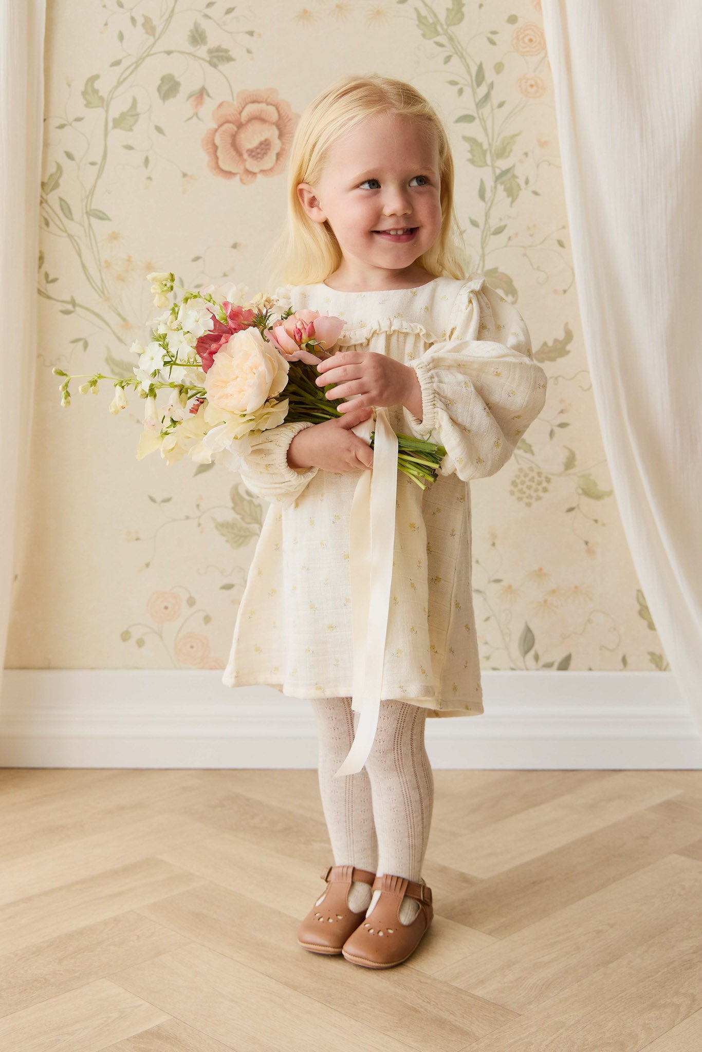 Jamie Kay Organic Cotton Muslin Amira Dress in Vintage Ditsy
