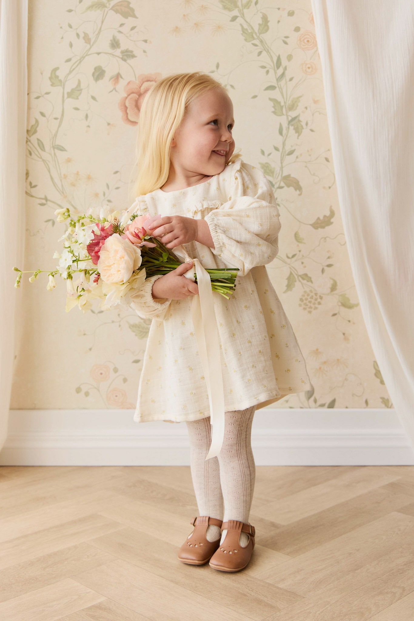 Jamie Kay Organic Cotton Muslin Amira Dress in Vintage Ditsy